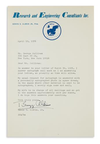 (ASTRONAUTS.) NEIL ARMSTRONG. Brief Typed Letter Signed, to George Sullivan: I do my best to honor autograph re...
